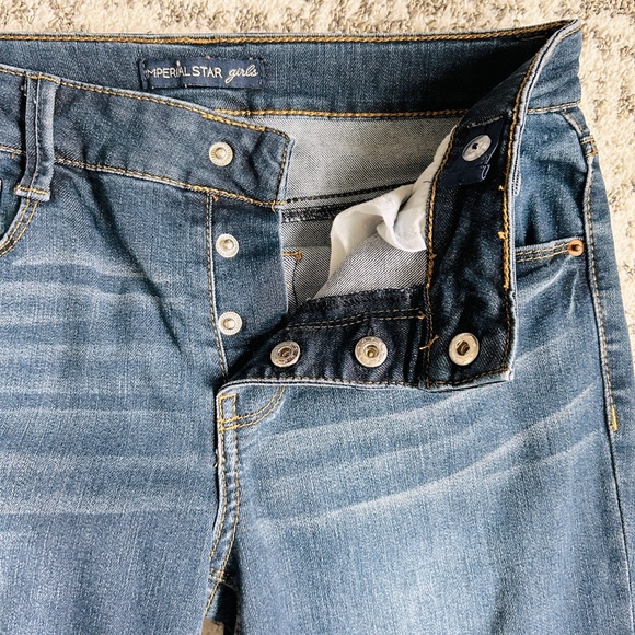 Imperial Star Distressed Medium Wash Jeans with Plaid Accents Girl’s 14 NWOT - Picture 6 of 10